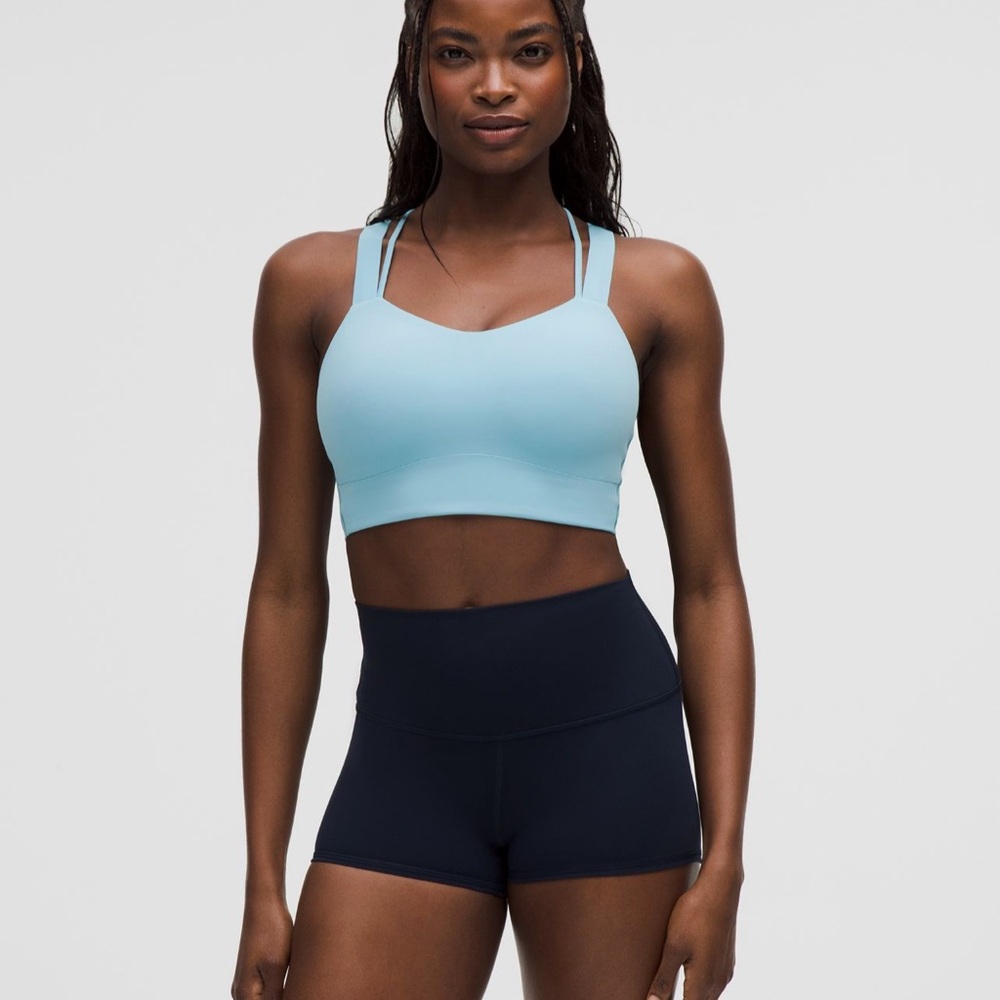 Like a Cloud Longline Bra Light Support, D/DD Cup in a size 12 in Washed Blue